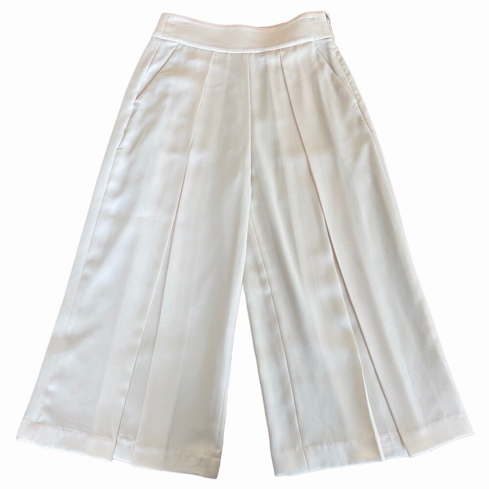 LAUREN Ralph Lauren Black Label Off White Wide-Leg Cropped Pants Women’s Size 4
